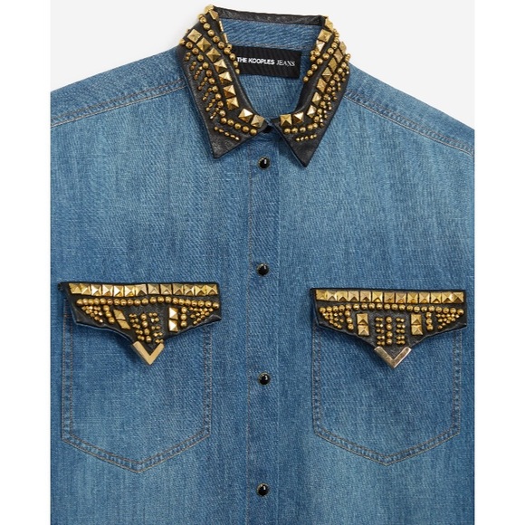 NWT The Kooples Embroidered Denim Shirt - Picture 6 of 8